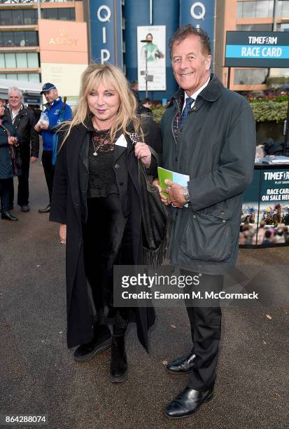 Helen Lederer and husband Chris Browne attend the QIPCO British Champions Day at Ascot Racecourse on October 21, 2017 in Ascot, United Kingdom.