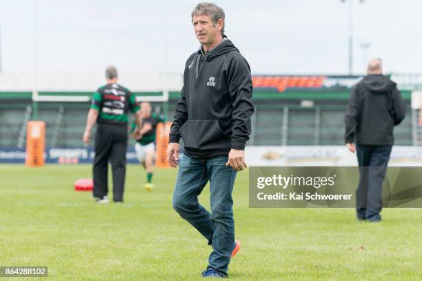 Head Coach Barry Matthews of South Canterbury looks on prior to the Heartland Championship Semi Final match between South Canterbury and Wanganui on...