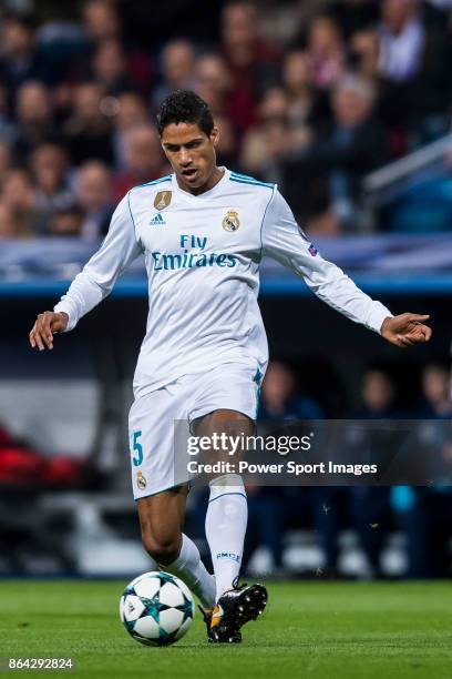 Raphael Varane of Real Madrid in action during the UEFA Champions League 2017-18 match between Real Madrid and Tottenham Hotspur FC at Estadio...