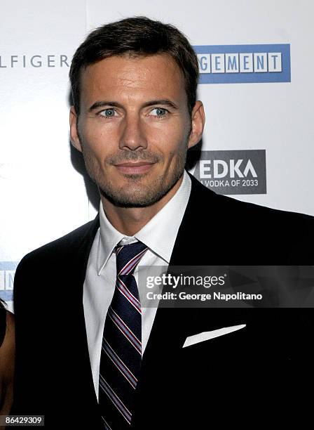 Model Alex Lundqvist attends The Cinema Society and Tommy Hilfiger screening of "Management" at Landmark's Sunshine Cinema on May 5, 2009 in New York...