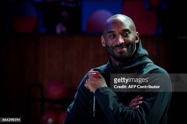 Former NBA basketball player Kobe Bryant attends a promotional event organized by the sports brand Nike, for the inauguration of the infrastructure...