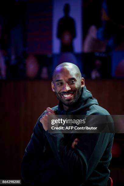 Former NBA basketball player Kobe Bryant attends a promotional event organized by the sports brand Nike, for the inauguration of the infrastructure...