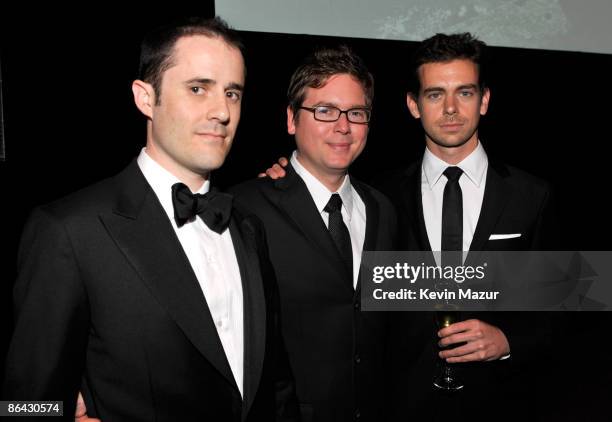 Evan Williams, Biz Stone and Jack Dorsey of Twitter attends the Time's 100 Most Influential People in the World Gala at Rose Hall - Jazz at Lincoln...