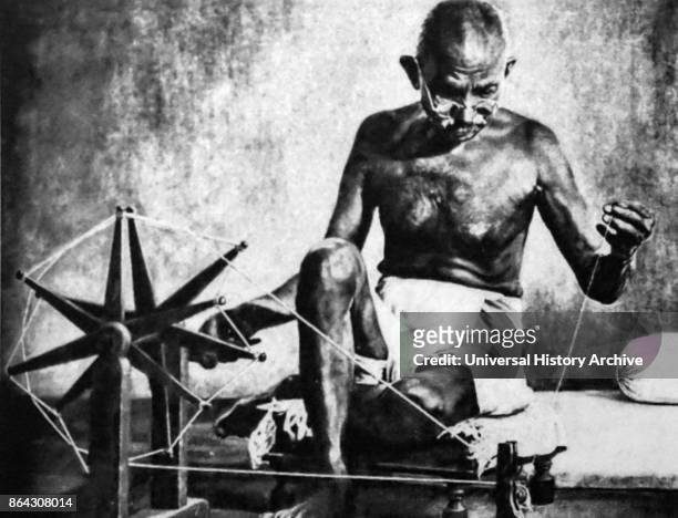 Mohandas Karamchand Gandhi , preeminent leader of the Indian independence movement in British-ruled India.