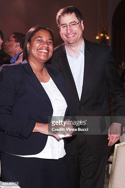 Vanessa Morrison President of 20th Century Fox Animation poses with Fox executive Tom Rothman at A Place Called Home's "Girlz In The Hood Women of...