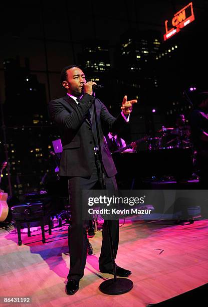 John Legend performs at the Time's 100 Most Influential People in the World Gala at Rose Hall - Jazz at Lincoln Center on May 5, 2009 in New York...