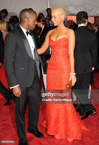 Amber Rose and Kanye West attends "The Model as Muse: Embodying Fashion" Costume Institute Gala at The Metropolitan Museum of Art on May 4, 2009 in...