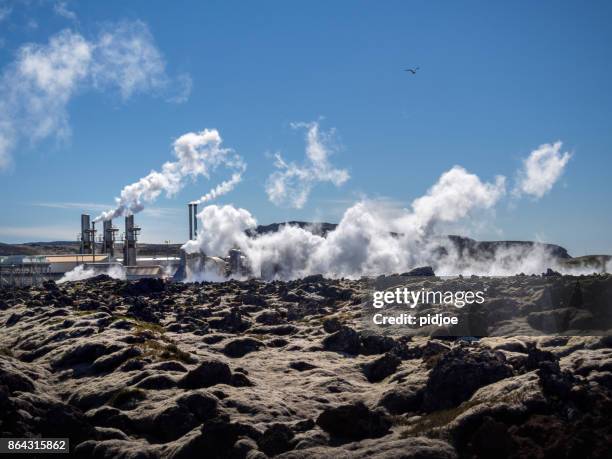 svartsengi geothermal power station on iceland. this image is gps tagged - geothermal power station stock pictures, royalty-free photos & images