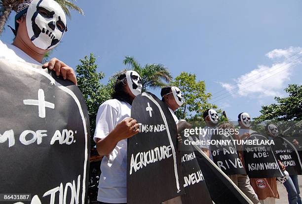 Activists from the Jubilee South Asia Pacific Movement on Debt and Development protest against results of the 42nd Asian Devepment Bank annual...