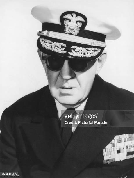 American film director John Ford in uniform as a Rear Admiral in the United States Naval Reserve, circa, 1957.