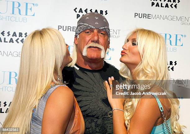 Jennifer McDaniel , Hulk Hogan and Singer Brooke Hogan arrive at the Pure Nightclub at Caesars Palace on May 5, 2009 in Las Vegas,Nevada.