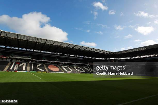 General view of StadiumMK before the Sky Bet League One match between Milton Keynes Dons and Oldham Athletic at StadiumMK on October 21, 2017 in...