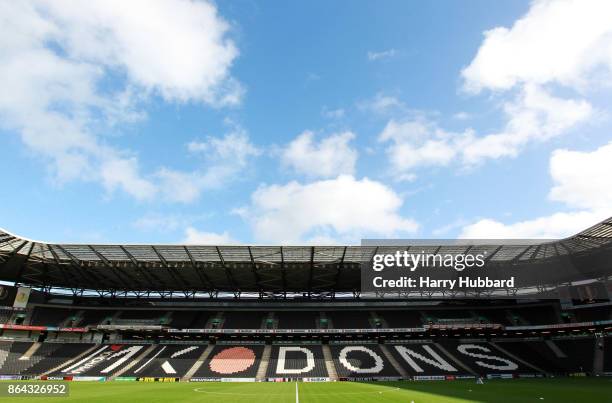 General view of StadiumMK before the Sky Bet League One match between Milton Keynes Dons and Oldham Athletic at StadiumMK on October 21, 2017 in...