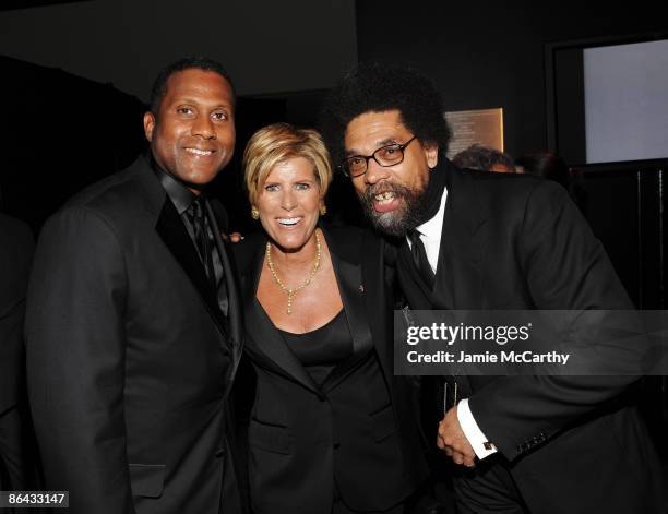 Author Tavis Smiley, Financial advisor Suze Orman and Dr. Cornell West attend Time's 100 Most Influential People in the World Gala at the Frederick...