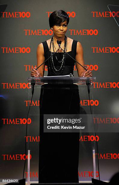 First Lady Michelle Obama attends the Time's 100 Most Influential People in the World Gala at Rose Hall - Jazz at Lincoln Center on May 5, 2009 in...