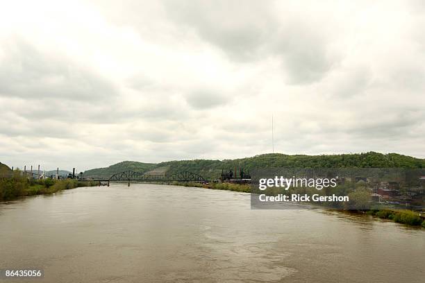 The town of Steubenville sits near the Ohio River on May 5, 2009 on the edge of Steubenville, Ohio. The Severstal Wheeling Steel Mill, one of the...