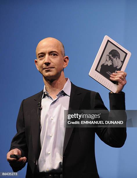 Online retail giant Amazon.com CEO Jeff Bezos unveils the Kindle DX, a large-screen version of its popular Kindle electronic reader designed for...