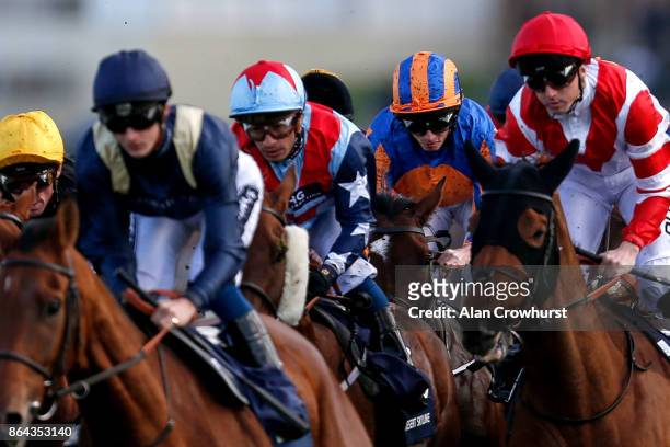 General view as Ryan Moore riding Order Of St George on their way to winning The Qipco British Champions Long Distance Cup at Ascot racecourse on...
