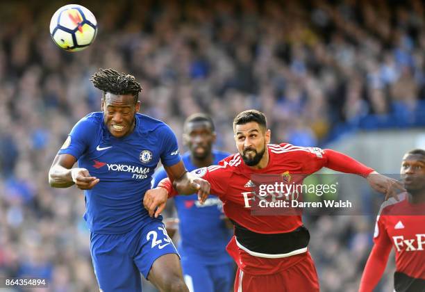 Michy Batshuayi of Chelsea scores his side's second goal during the Premier League match between Chelsea and Watford at Stamford Bridge on October...