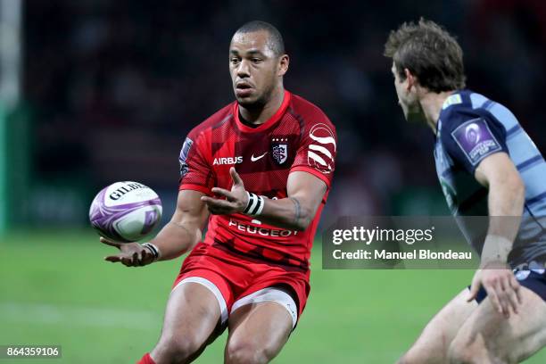 Gael Fickou of Toulouse during the European Challenge Cup match between Stade Toulousain and Cardiff Blues at Stade Ernest Wallon on October 20, 2017...