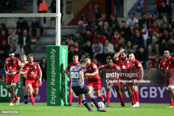 Jarrod Evans of Cardiff Blues during the European Challenge Cup match between Stade Toulousain and Cardiff Blues at Stade Ernest Wallon on October...