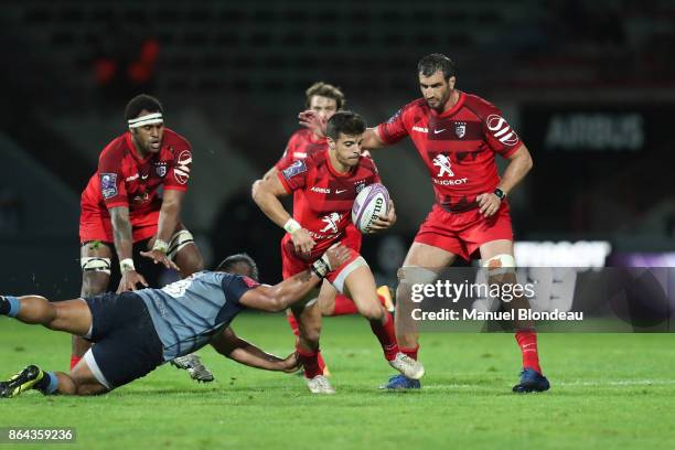 Romain Ntamack of Toulouse during the European Challenge Cup match between Stade Toulousain and Cardiff Blues at Stade Ernest Wallon on October 20,...