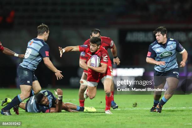 Romain Ntamack of Toulouse during the European Challenge Cup match between Stade Toulousain and Cardiff Blues at Stade Ernest Wallon on October 20,...