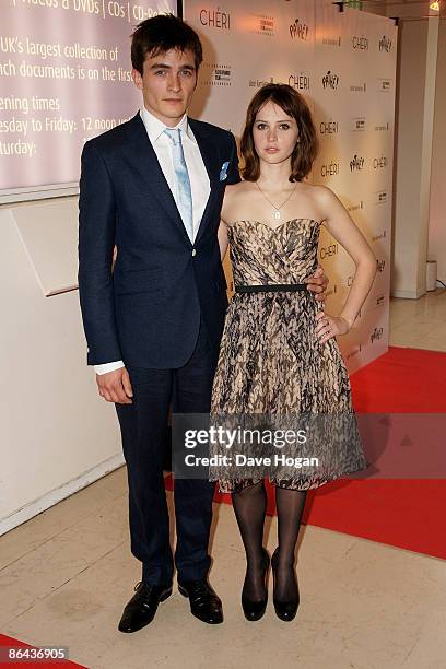 Rupert Friend and Felicity Jones attend the UK Premiere of 'Cheri' held at The Cine lumiere, Institut Francais, South Kensington on May 06, 2009 in...