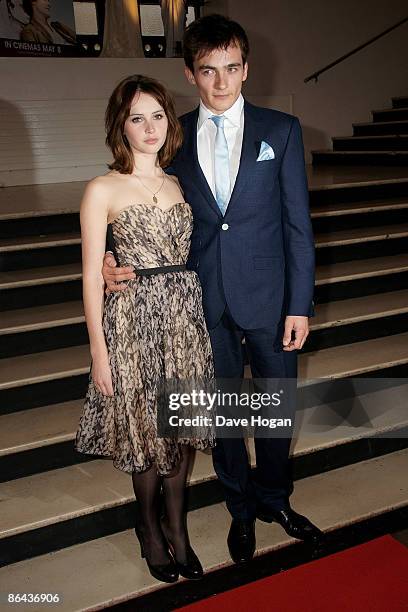 Rupert Friend and Felicity Jones attend the UK Premiere of 'Cheri' held at The Cine lumiere, Institut Francais, South Kensington on May 06, 2009 in...