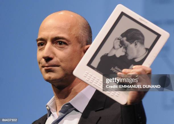 Online retail giant Amazon.com CEO Jeff Bezos unveils the Kindle DX, a large-screen version of its popular Kindle electronic reader designed for...
