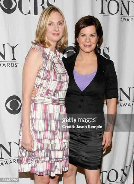 Actresses Hope Davis and Marcia Gay Harden attend the 2009 Tony Awards Meet the Nominees press reception at The Millennium Broadway Hotel on May 6,...
