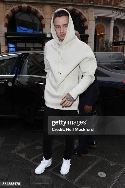 Liam Payne seen arriving at Capital Radio Studios on October 18, 2017 in London, England.