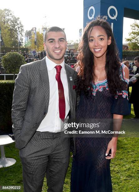 Athletes Adam Gemili and Katarina Johnson-Thompson during the QIPCO British Champions Day at Ascot Racecourse on October 21, 2017 in Ascot, United...