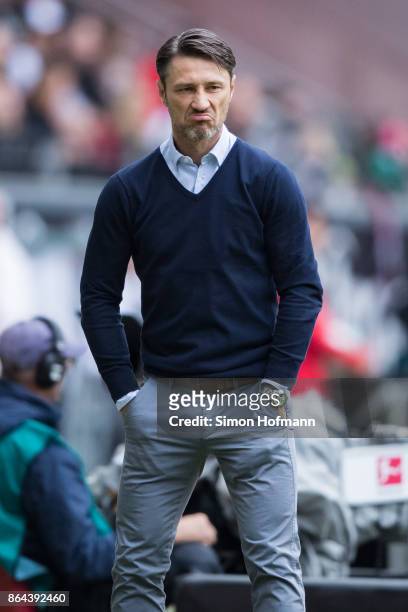 Head coach Niko Kovac of Frankfurt reacts during the Bundesliga match between Eintracht Frankfurt and Borussia Dortmund at Commerzbank-Arena on...