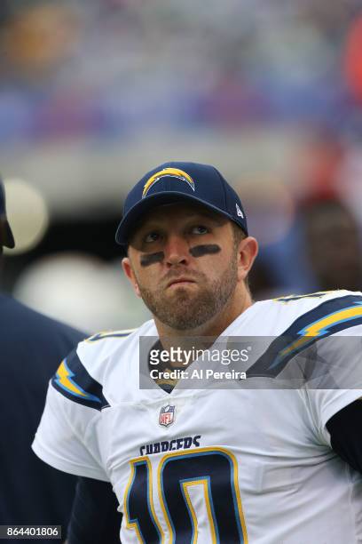 Quarterback Kellen Clemens of the Los Angeles Chargers in action against the New York Giants during an NFL game at MetLife Stadium on October 8, 2017...