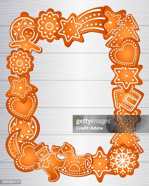 gingerbread cookie - white table edge stock illustrations
