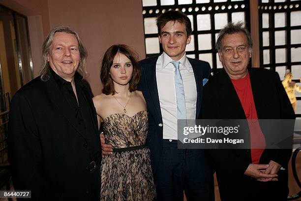 Christopher Hampton, Felicity Jones, Rupert Friend and Stephen Frears attend the UK Premiere of 'Cheri' held at The Cine lumiere, Institut Francais,...