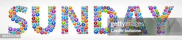 sunday active lifestyle wellness vector buttons. - stretch break stock illustrations