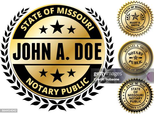 missouri state notary public seal in gold - missouri seal stock illustrations