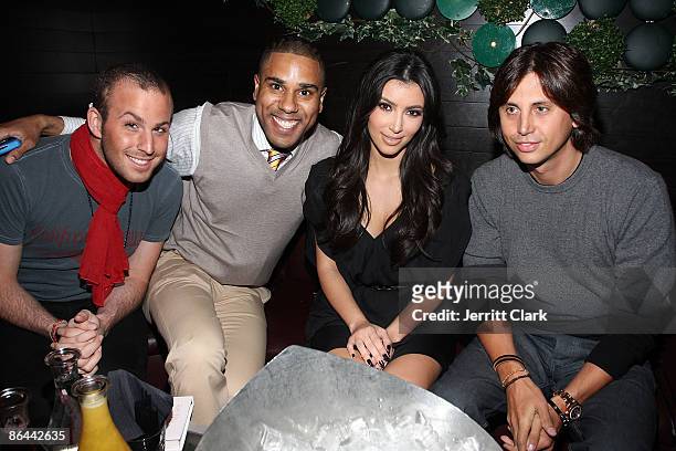 Micah Jesse, BJ Coleman, Kim Kardashian and Jonathan Cheban attend the "Ms. Typed" book release party at Greenhouse on May 5, 2009 in New York City.