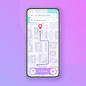 Trendy Infographic of city Map Navigation. Mobile App Interface concept design