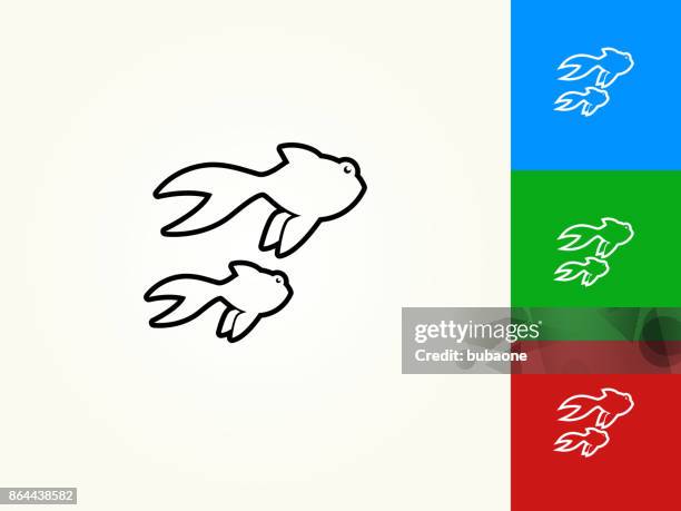 gold fish black stroke linear icon - black gold fish stock illustrations
