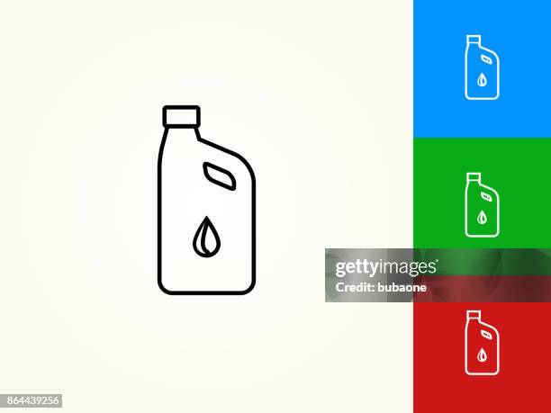 car oil black stroke linear icon - motor oil bottle stock illustrations