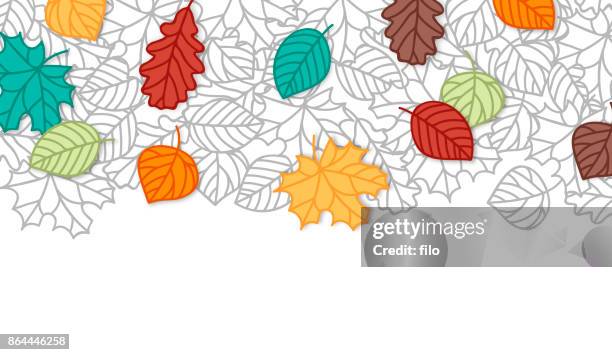 ilustraciones, imágenes clip art, dibujos animados e iconos de stock de fondo de otoño con hojas - oak leaf