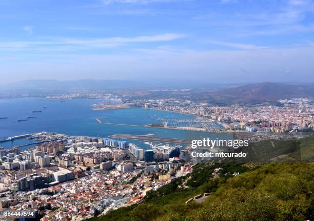 gibraltar and la línea de la concepción - la linea de conception stock pictures, royalty-free photos & images