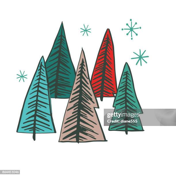 rustic hand drawn vintage christmas element - rustic christmas stock illustrations