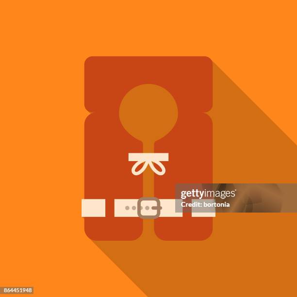 flat design camping life jacket icon with side shadow - life jacket stock illustrations