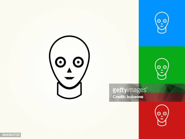 robot face black stroke linear icon - black face vector stock illustrations