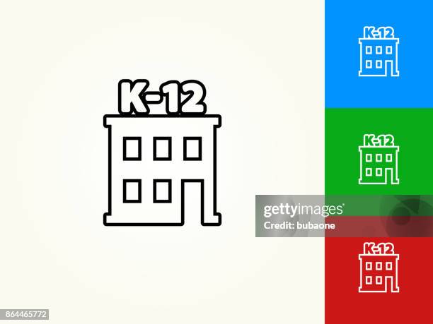 k-12 school black stroke linear icon - k 12 education stock illustrations