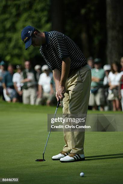 Justin Rose putts on the third green during the 2002 WGC NEC Invitational at Sahalee CC in Sammamish, WA.